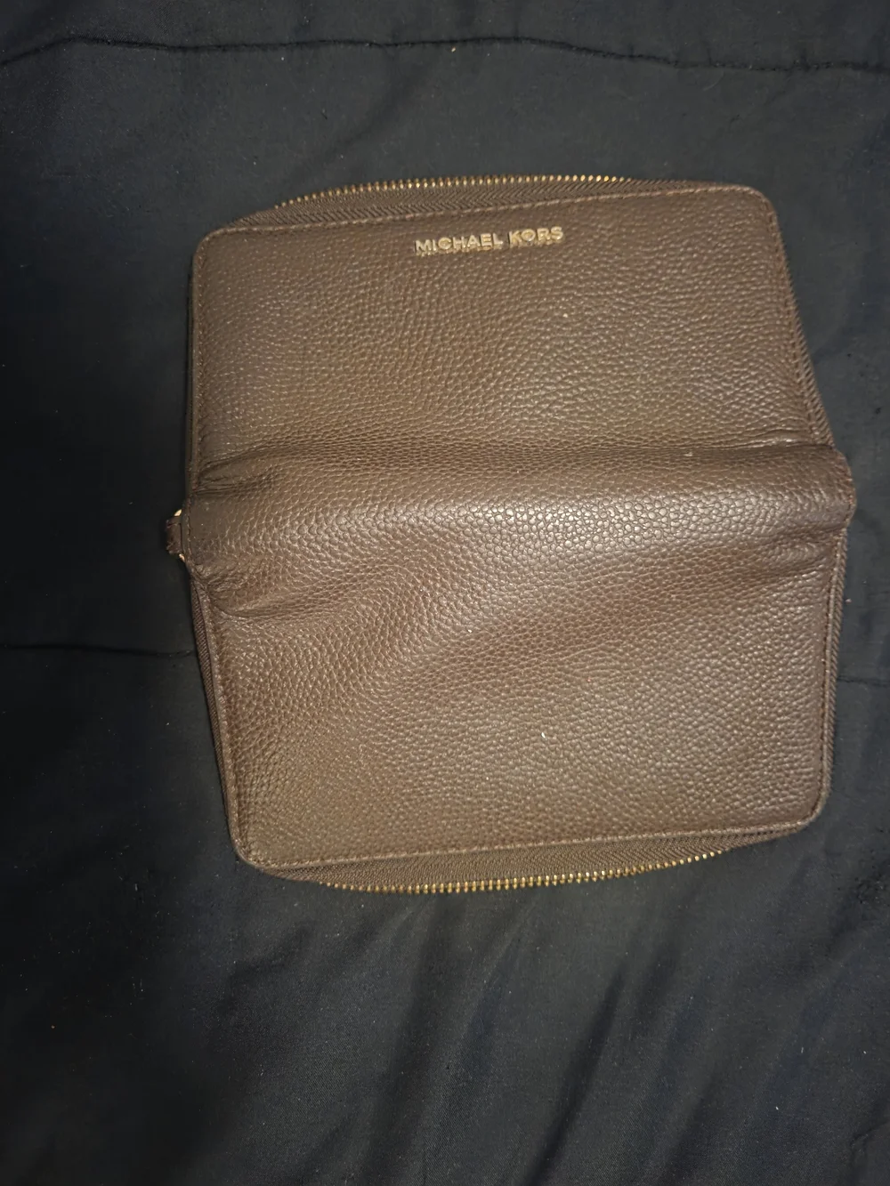 Michael Kors Brown Pebbled Leather Zip Wallet